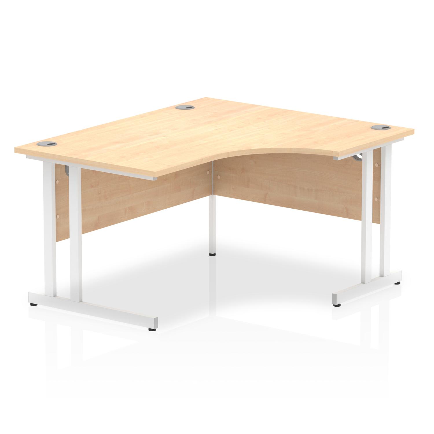Impulse 1400mm Right Crescent Office Desk Maple Top White Cantilever Leg