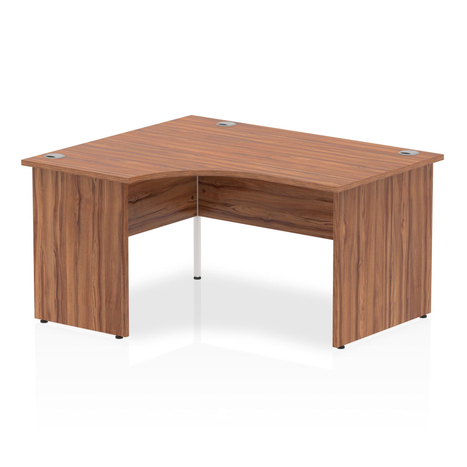 Impulse 1400mm Left Crescent Office Desk Walnut Top Panel End Leg