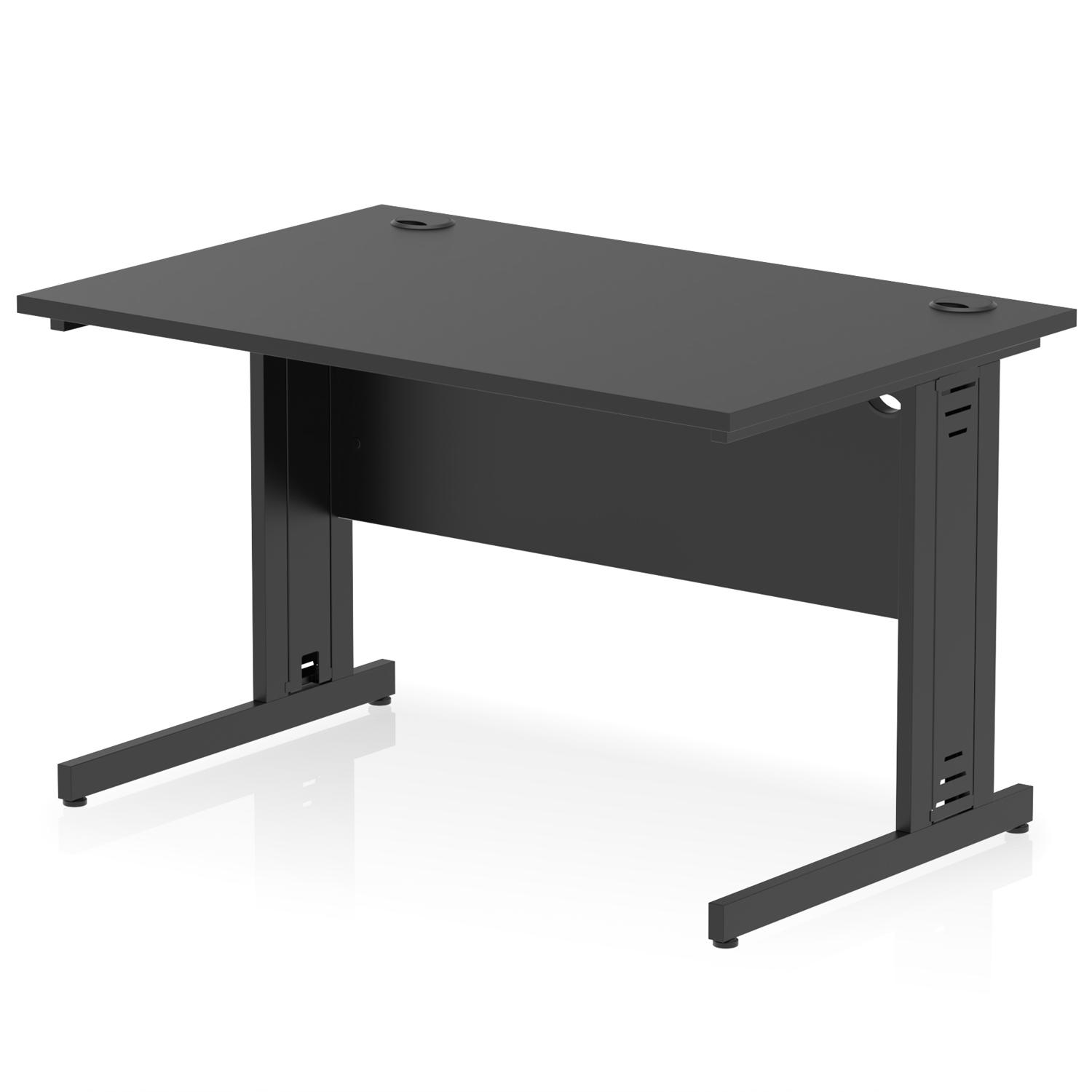 Impulse 1200 x 800mm Straight Office Desk Black Top Black Cable Managed Leg