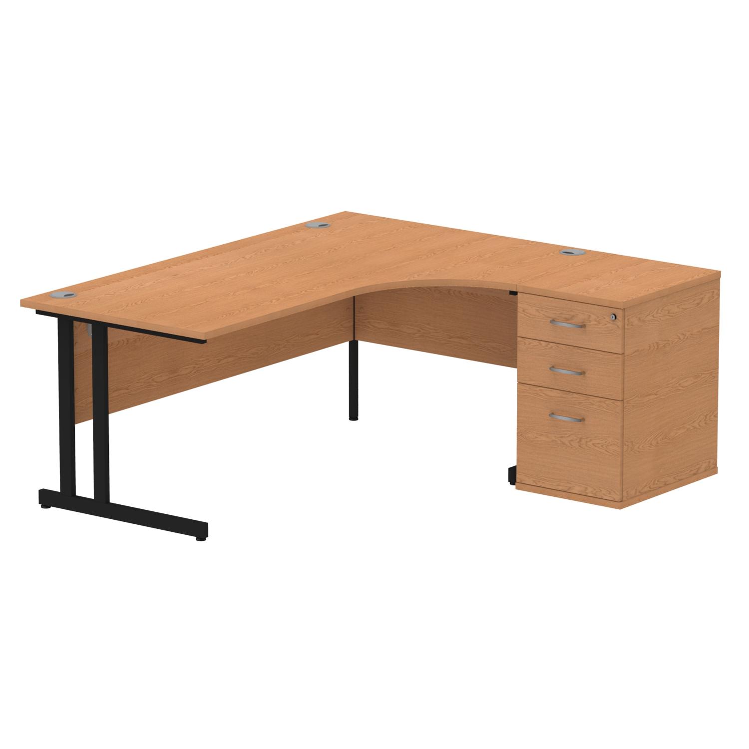 Impulse 1800mm Right Crescent Office Desk Oak Top Black Cantilever Leg Workstation 600 Deep Desk High Pedestal Impulse 1800mm Right Crescent Office Desk Oak Top Black Cantilever Leg Workstation 600 Deep Desk High Pedestal