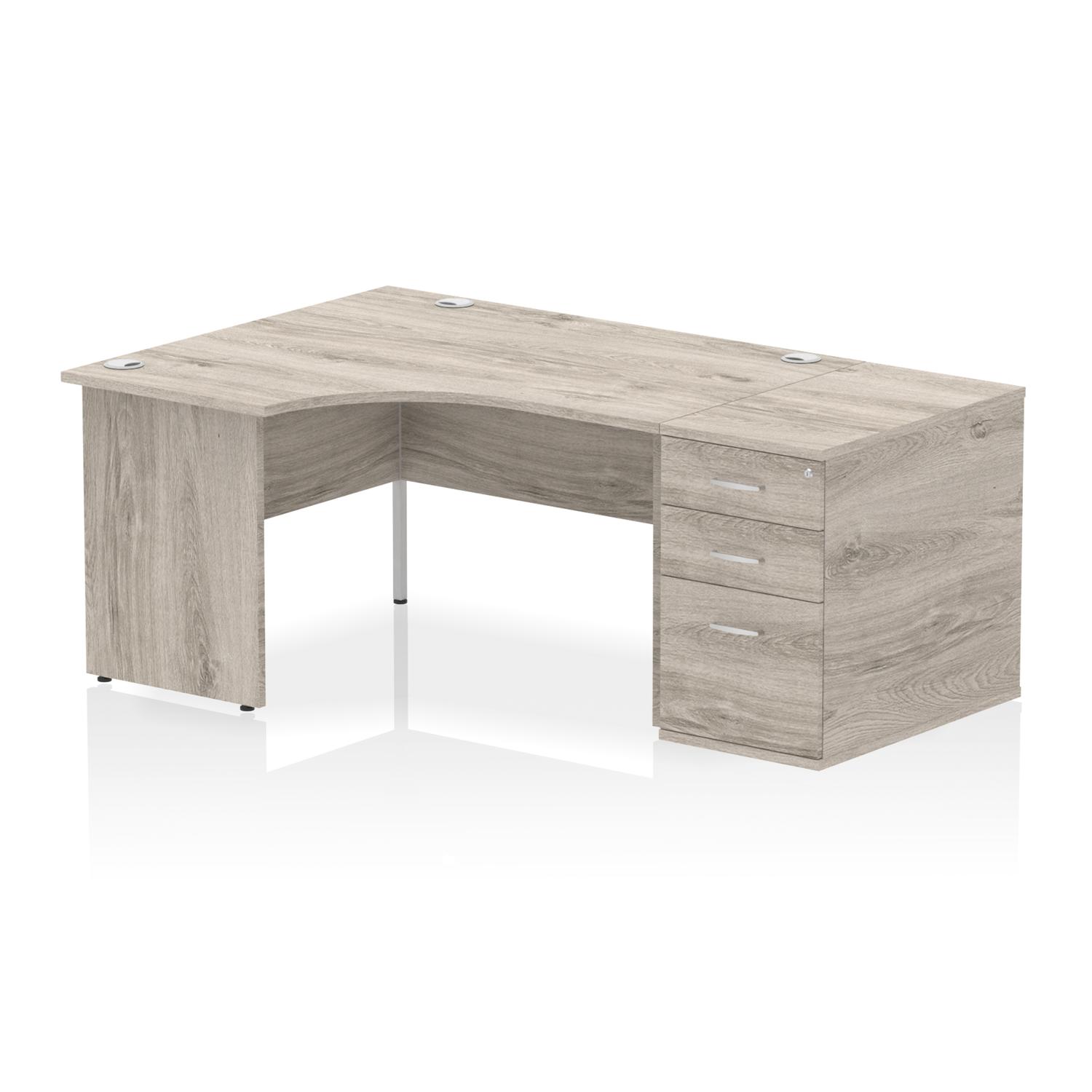 Impulse 1400mm Left Crescent Office Desk Grey Oak Top Panel End Leg Workstation 800 Deep Desk High Pedestal Impulse 1400mm Left Crescent Office Desk Grey Oak Top Panel End Leg Workstation 800 Deep Desk High Pedestal