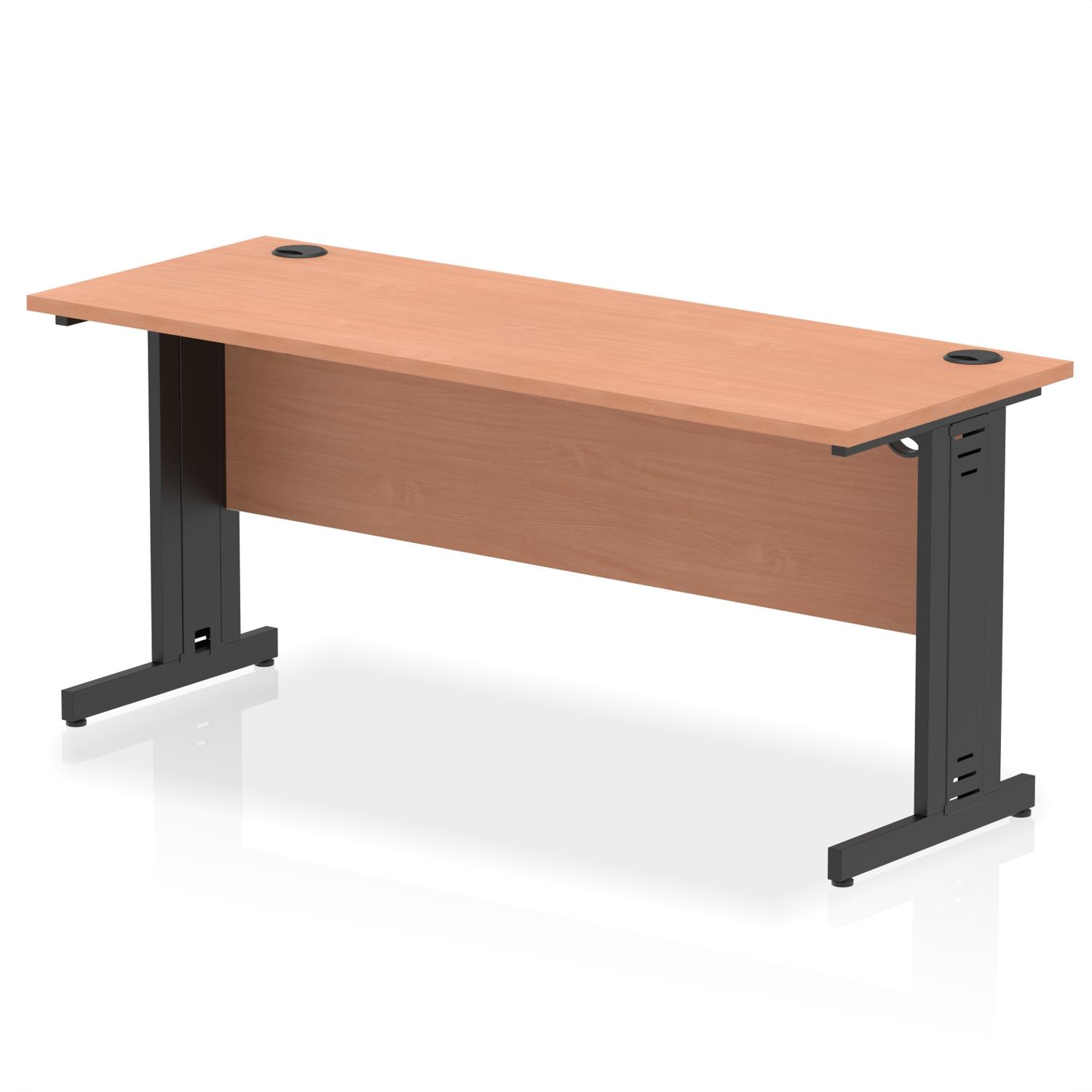 Impulse 1600 x 600mm Straight Office Desk Beech Top Black Cable Managed Leg