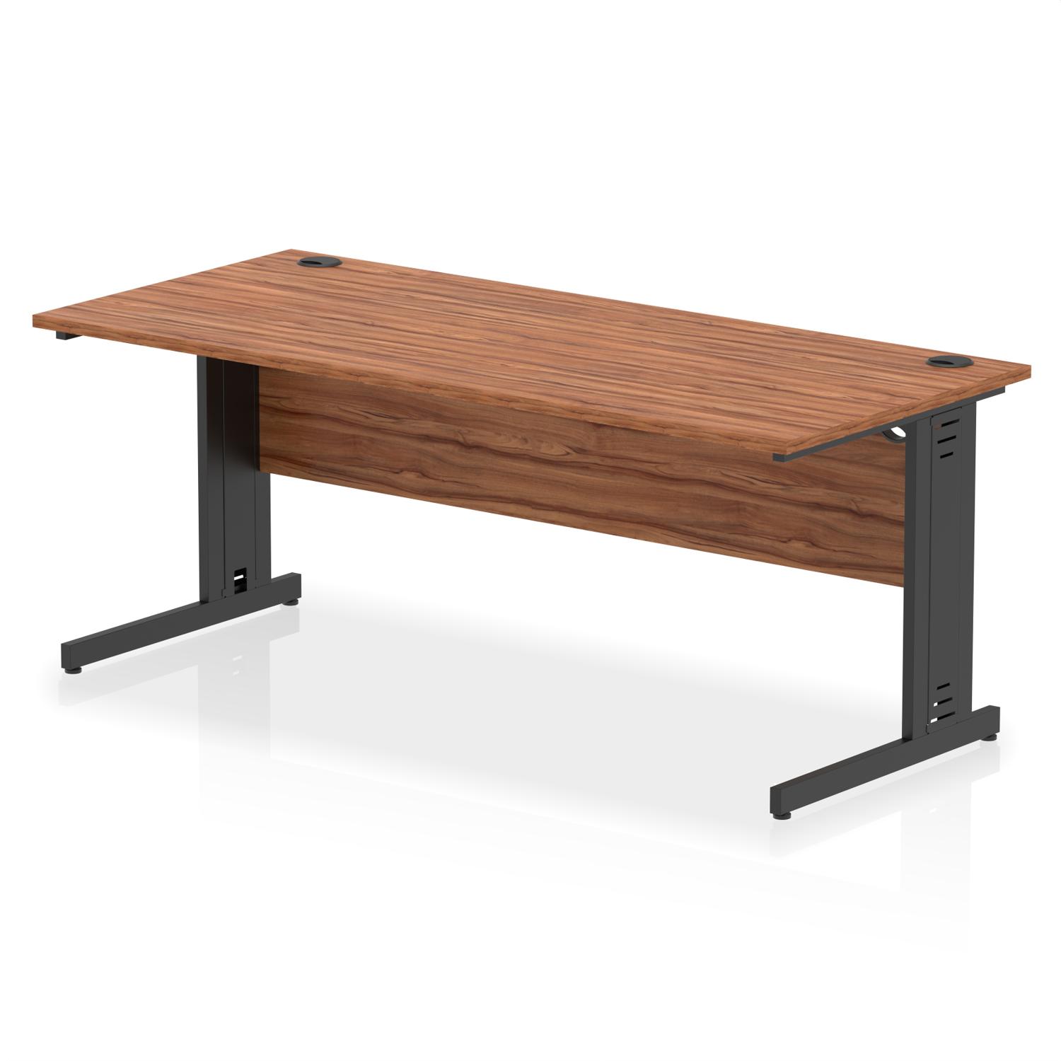 Impulse 1800 x 800mm Straight Office Desk Walnut Top Black Cable Managed Leg