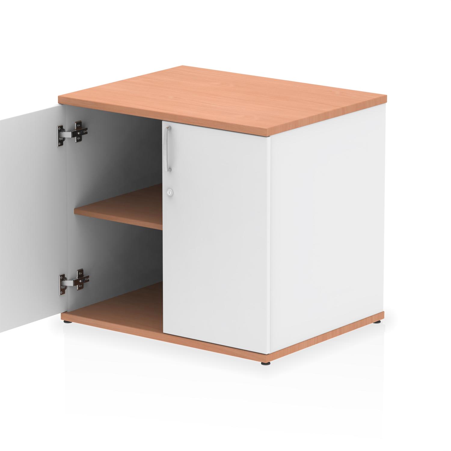 Impulse 600mm Deep Desk High Cupboard Beech and White