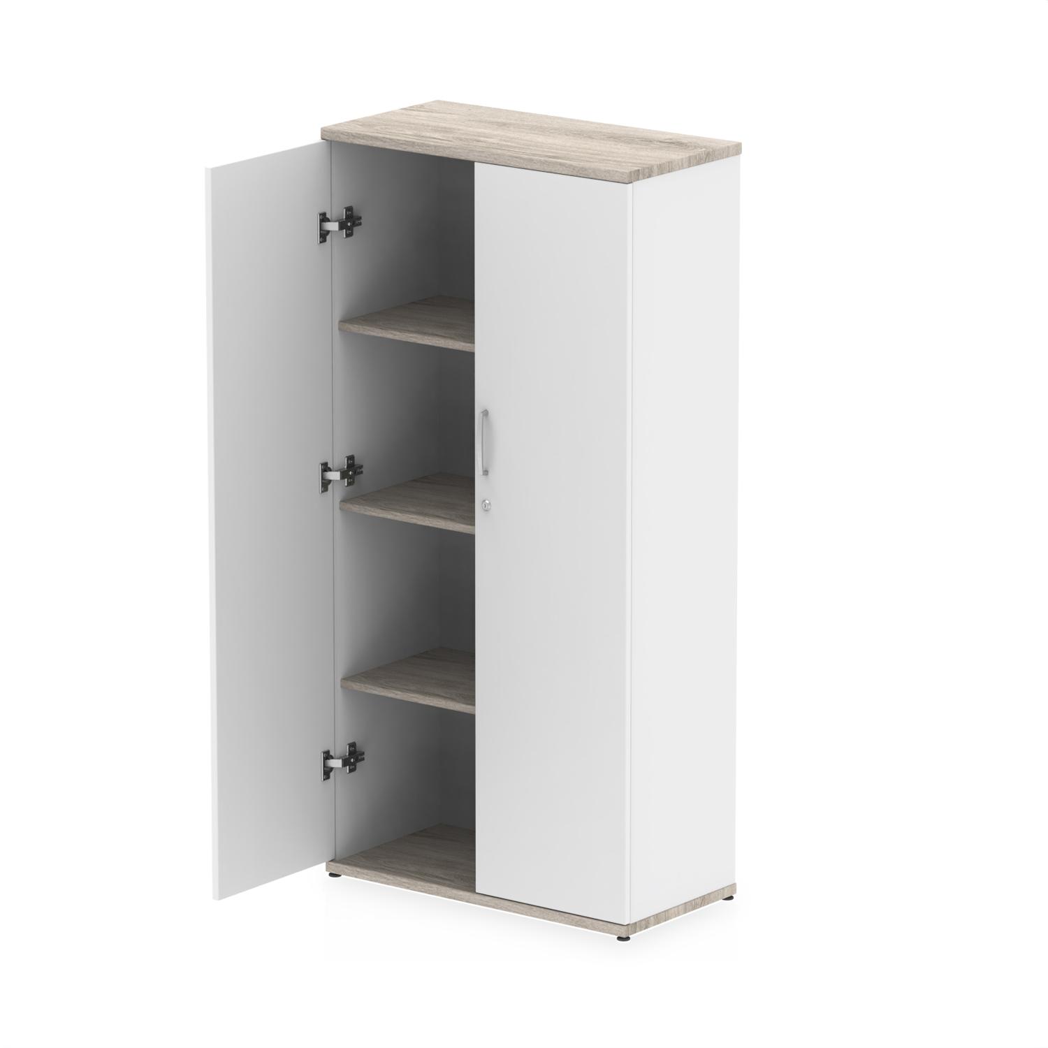 Impulse 1600mm Cupboard Grey Oak and White