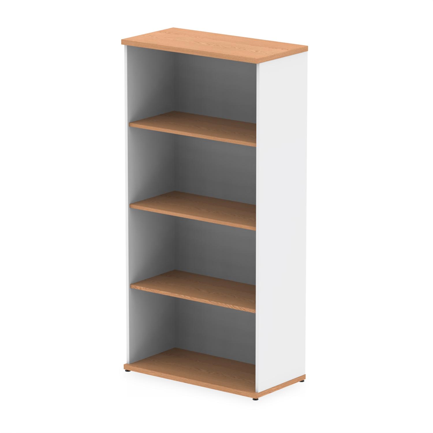 Impulse 1600mm Bookcase Oak and White
