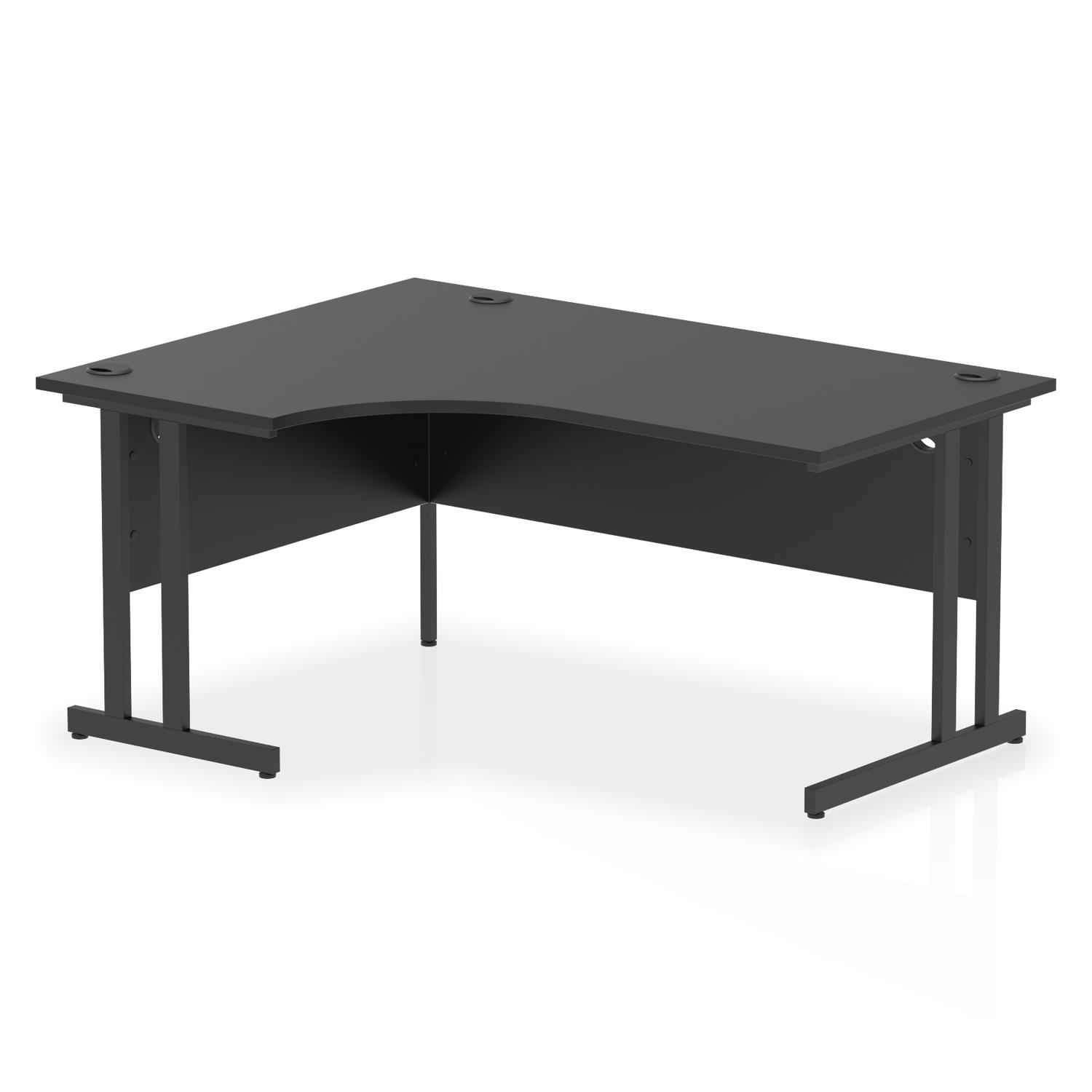 Impulse 1600mm Right Crescent Office Desk Black Top Black Cantilever Leg