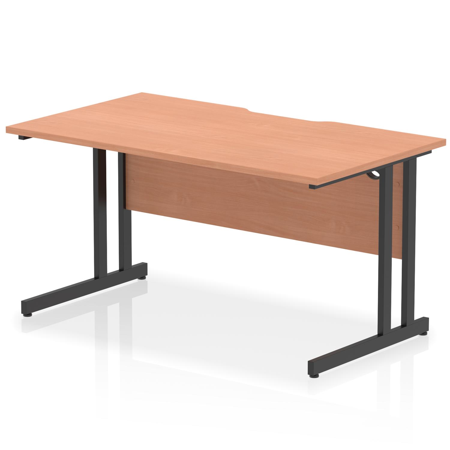 Impulse 1400 x 800mm Scalloped Edge Straight Office Desk Beech Top Black Cantilever Leg Impulse 1400 x 800mm Scalloped Edge Straight Office Desk Beech Top Black Cantilever Leg