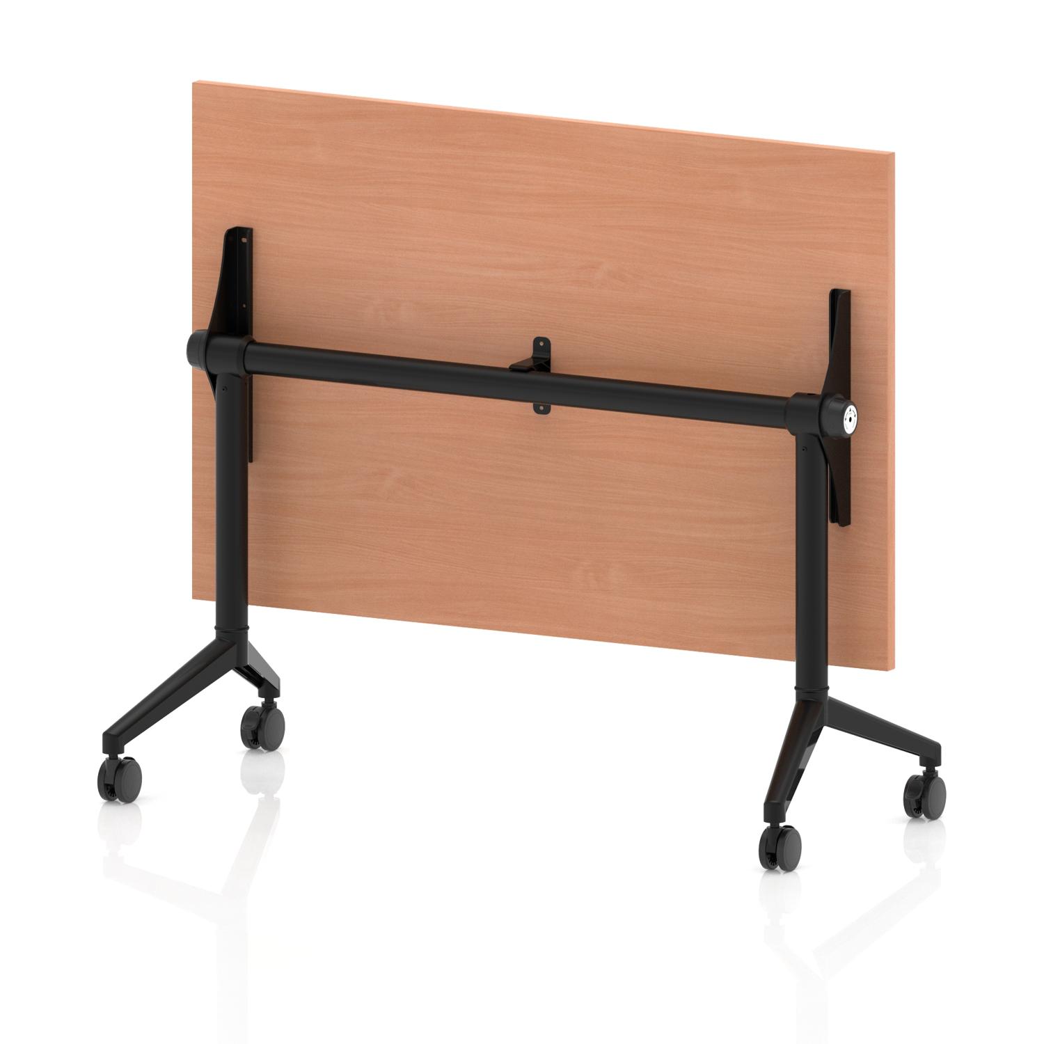 Impulse Plus Flip Top 1200mm Rectangular Table With Black Foot Beech Top