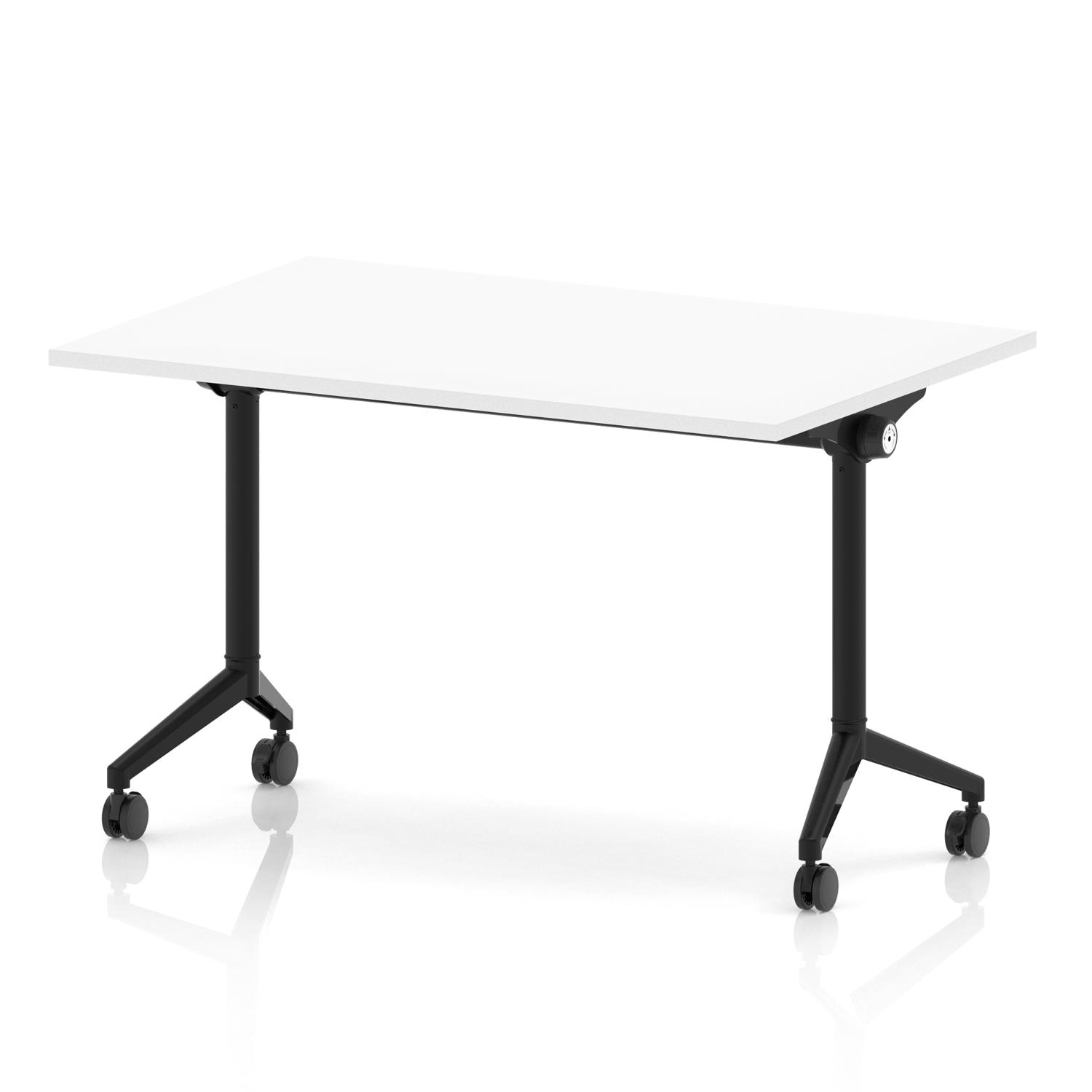 Impulse Plus Flip Top 1200mm Rectangular Table With Black Foot White Top