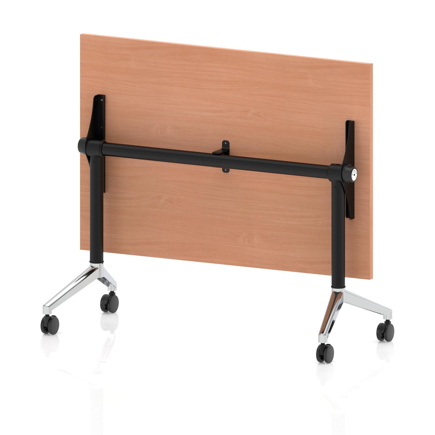 Impulse Plus Flip Top 1200mm Rectangular Table With Chrome Foot Beech Top