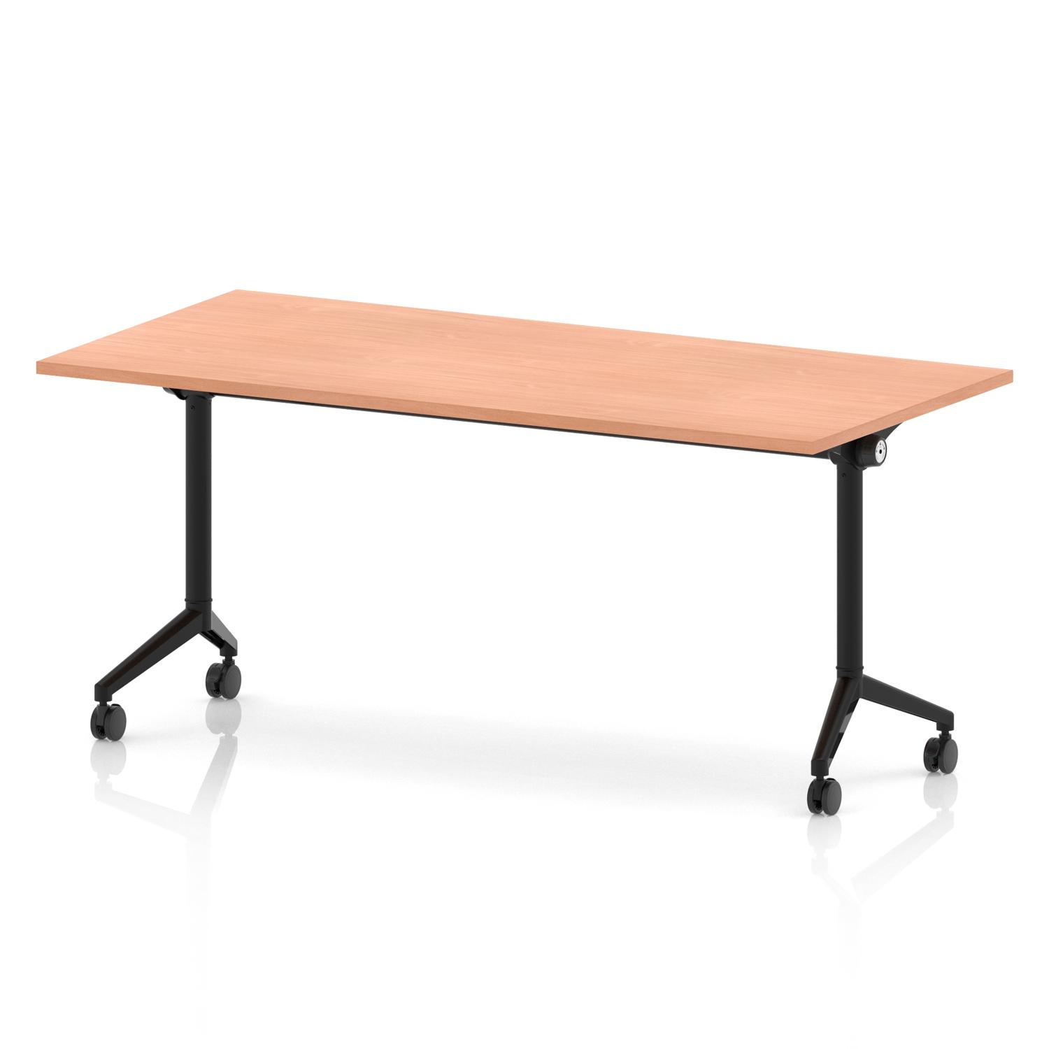 Impulse Plus Flip Top 1800mm Rectangular Table With Black Foot Beech Top