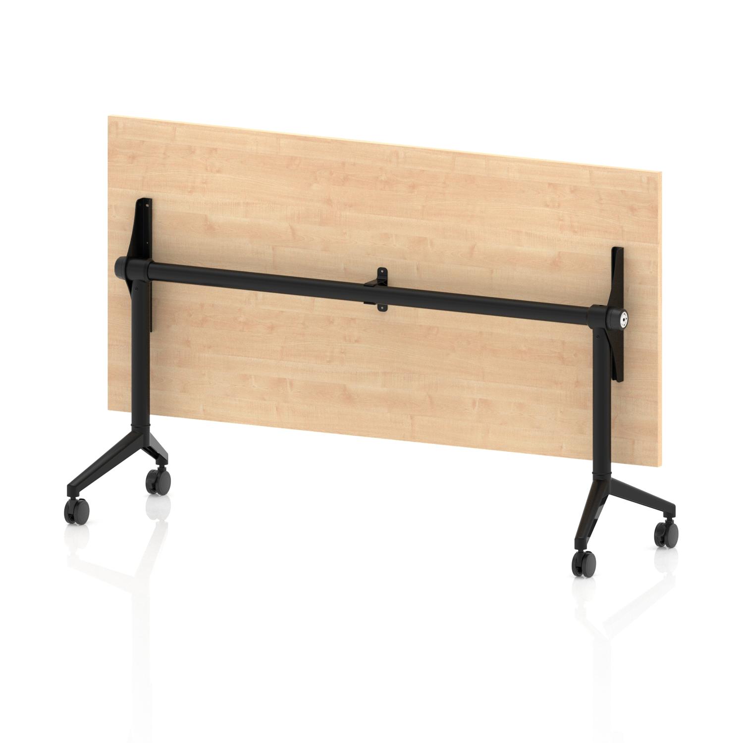 Impulse Plus Flip Top 1800mm Rectangular Table With Black Foot Maple Top