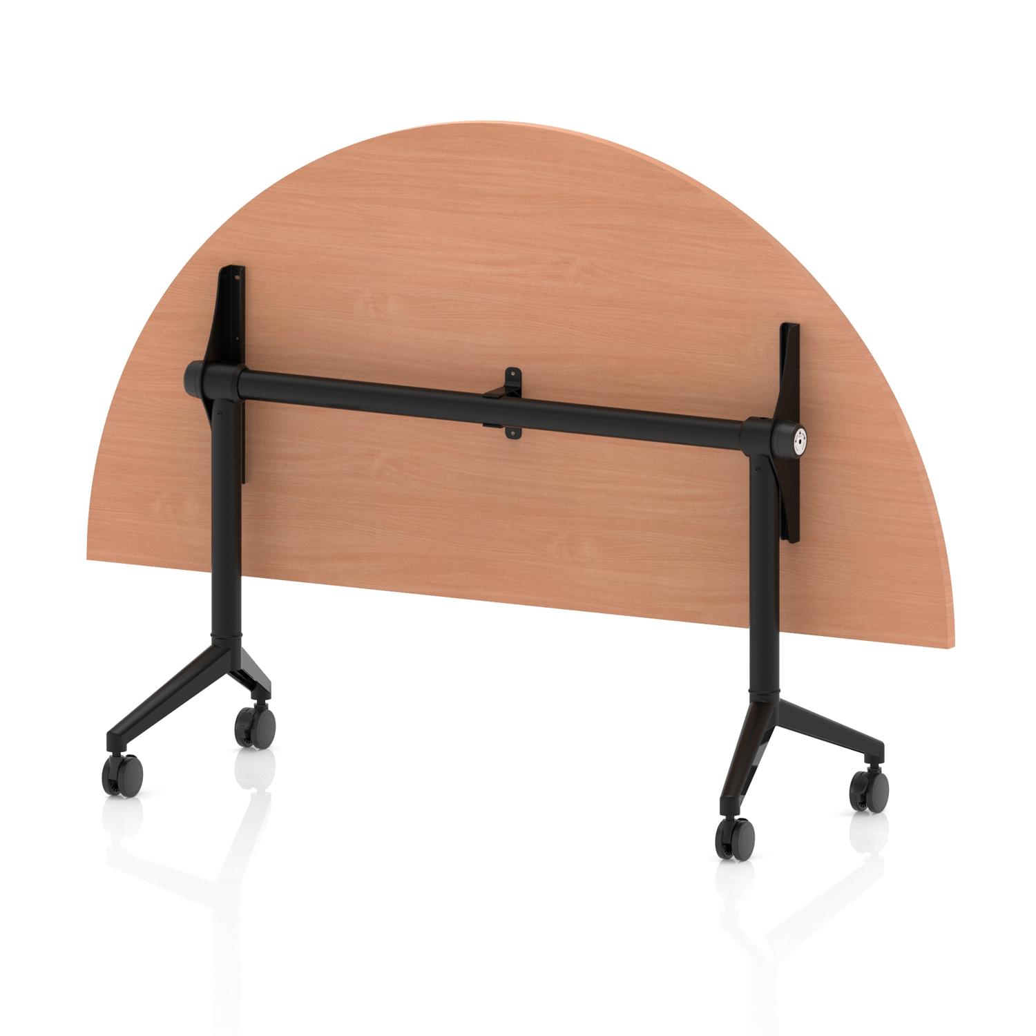 Impulse Plus Flip Top 1600mm Semi-Circle Table With Black Foot Beech Top
