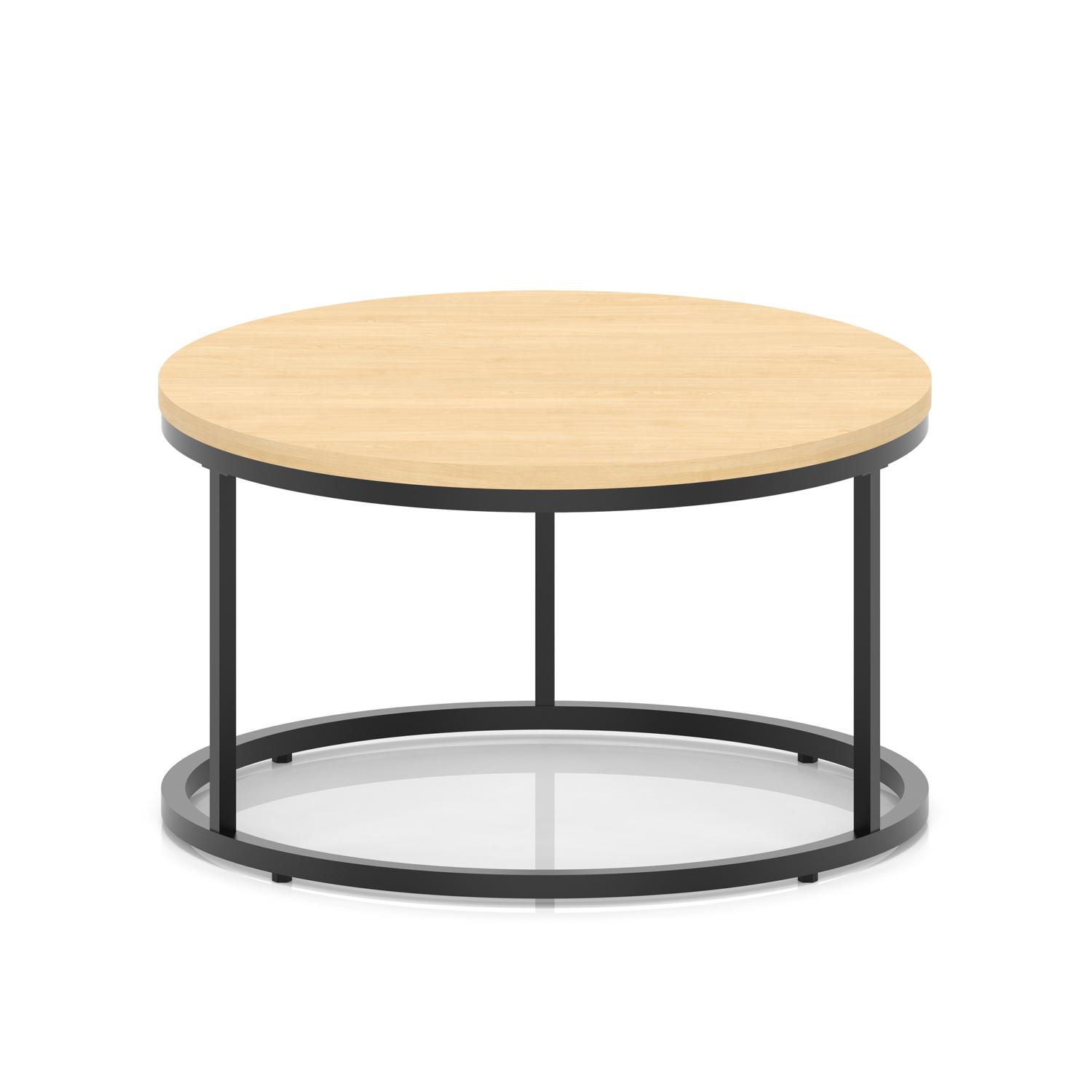 Impulse 800mm Round Coffee Table With Metal Frame Maple Top Black Leg Impulse 800mm Round Coffee Table With Metal Frame Maple Top Black Leg