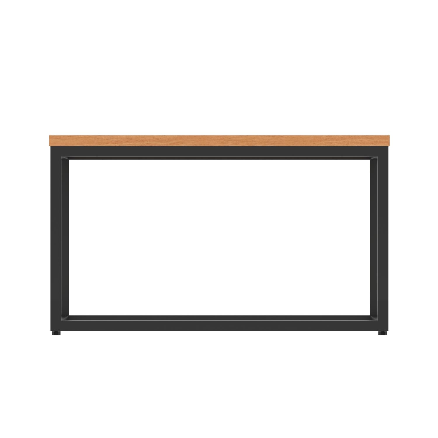 Impulse 800mm Square Coffee Table With Metal Frame Beech Top Black Leg