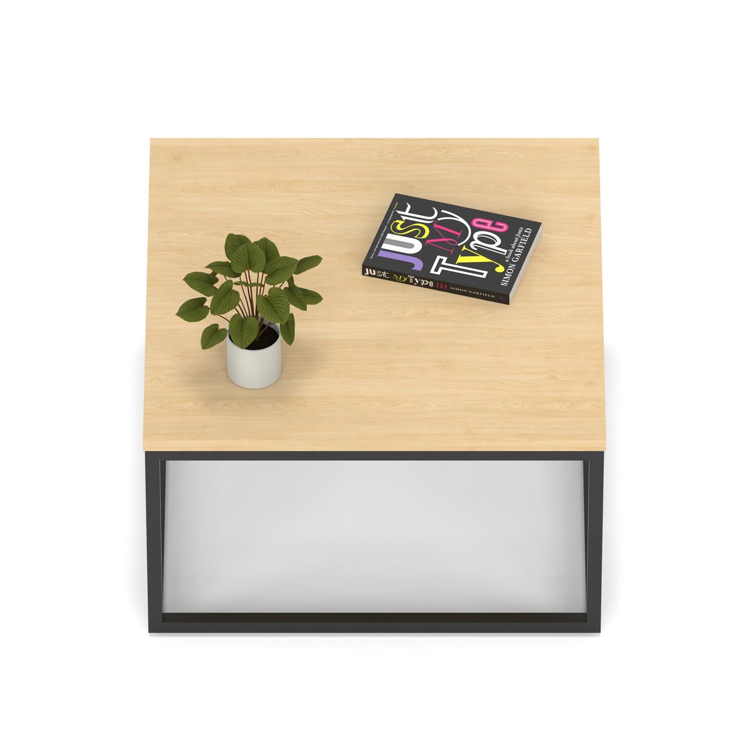 Impulse 800mm Square Coffee Table With Metal Frame Maple Top Black Leg
