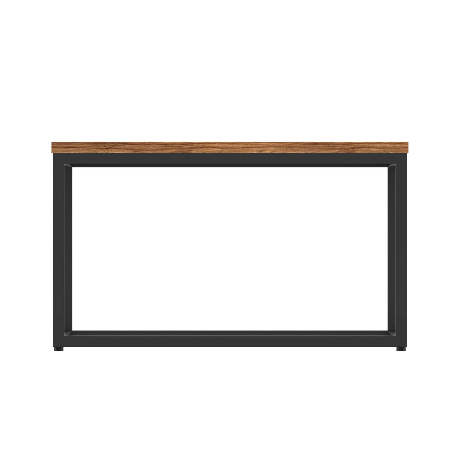 Impulse 800mm Square Coffee Table With Metal Frame Walnut Top Black Leg