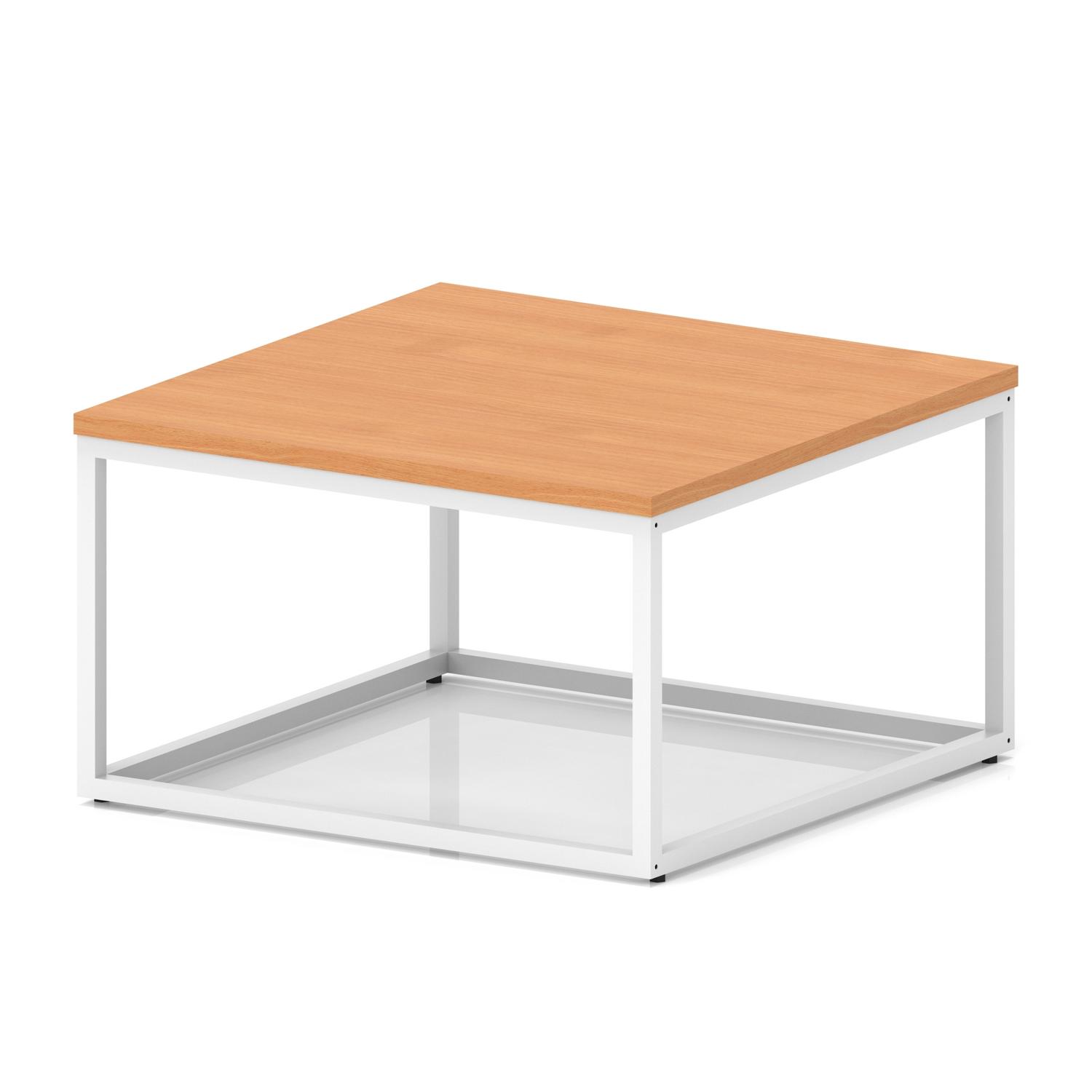 Impulse 800mm Square Coffee Table With Metal Frame Beech Top White Leg