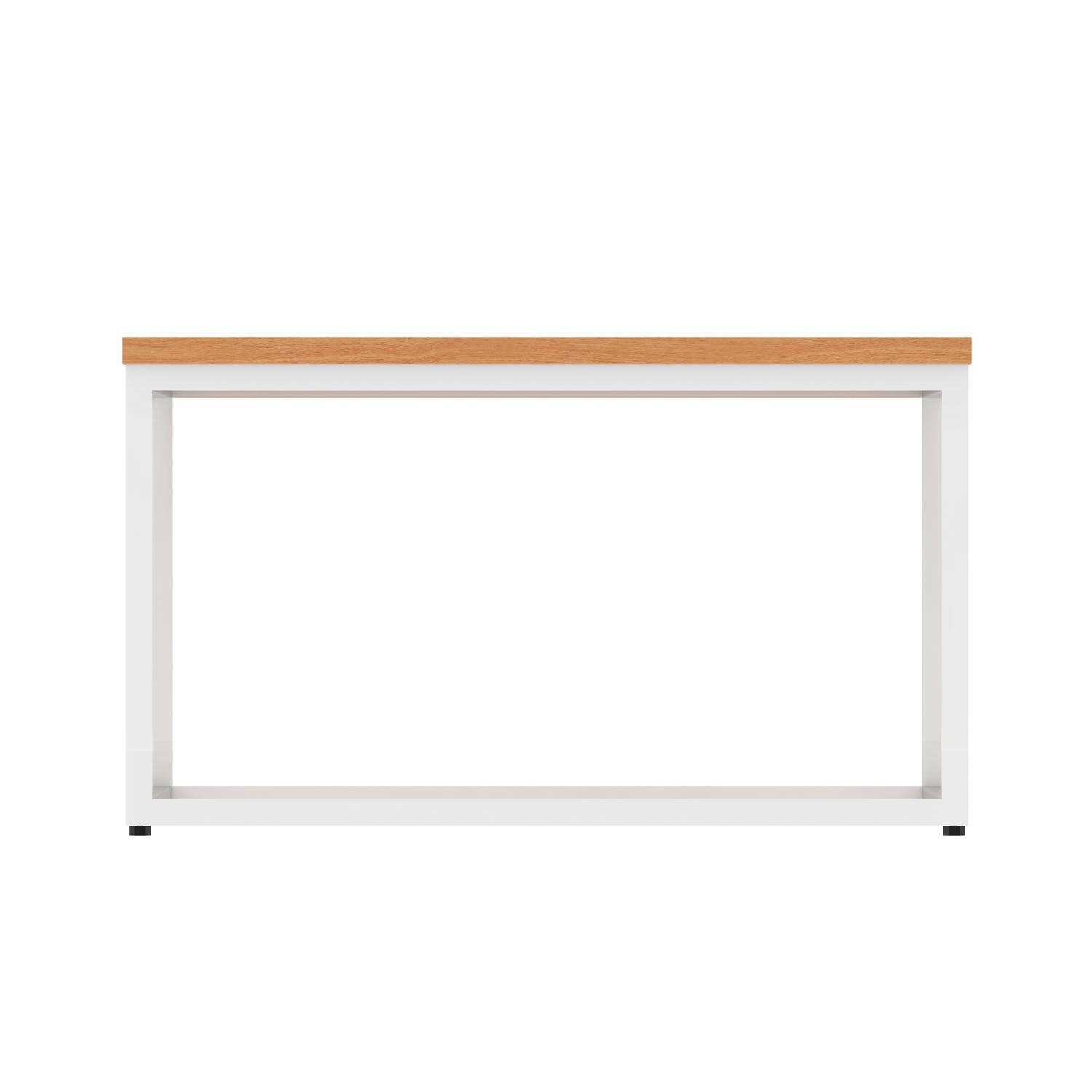 Impulse 800mm Square Coffee Table With Metal Frame Beech Top White Leg