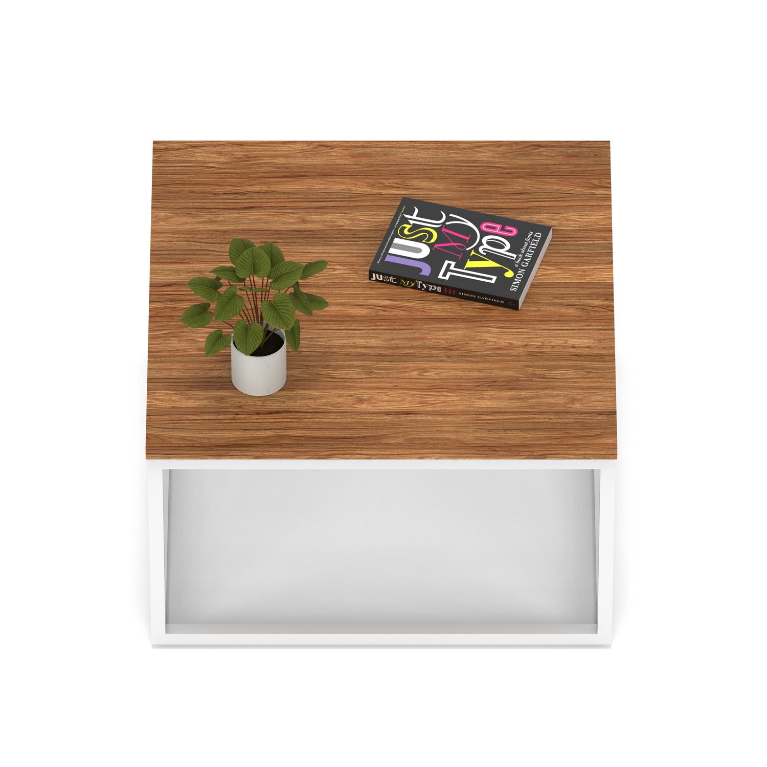 Impulse 800mm Square Coffee Table With Metal Frame Walnut Top White Leg