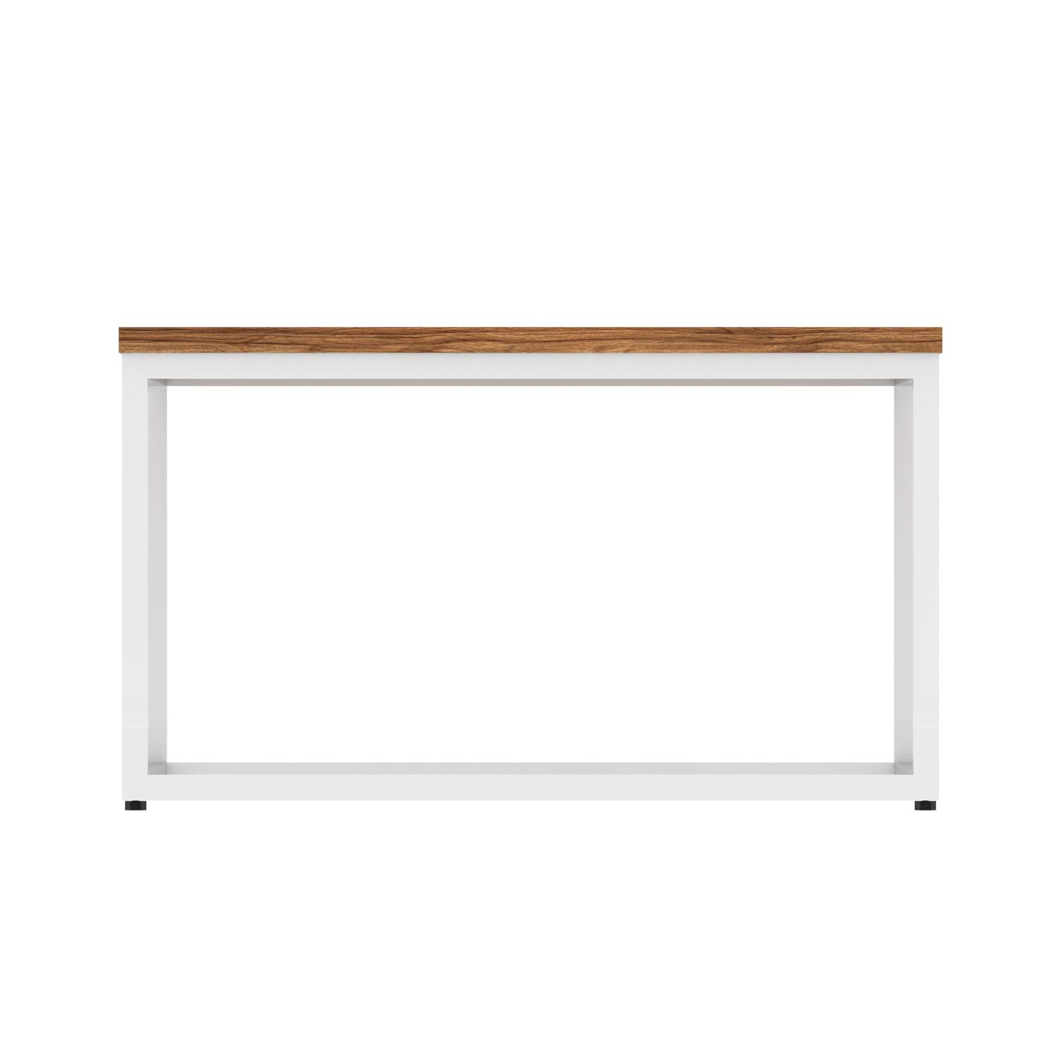 Impulse 800mm Square Coffee Table With Metal Frame Walnut Top White Leg