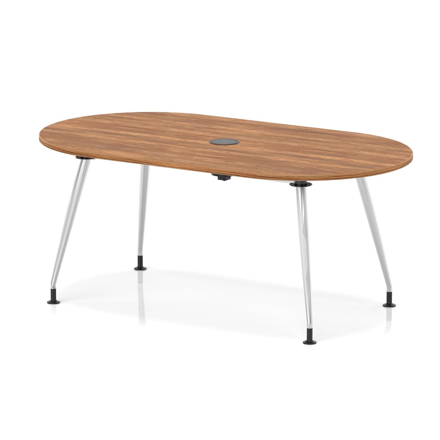 Impulse Volta 1800mm Boardroom Table With Pop-up Power Module With Silver Leg Frame Walnut Top