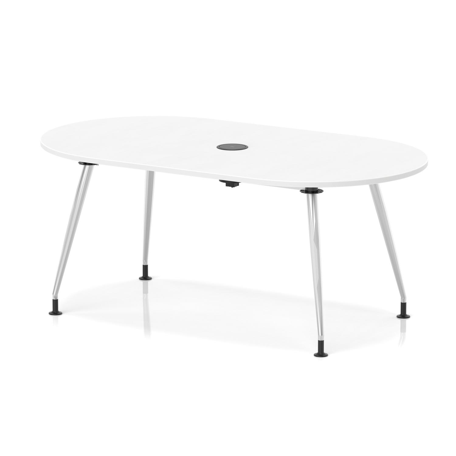 Impulse Volta 1800mm Boardroom Table With Pop-up Power Module With Silver Leg Frame White Top