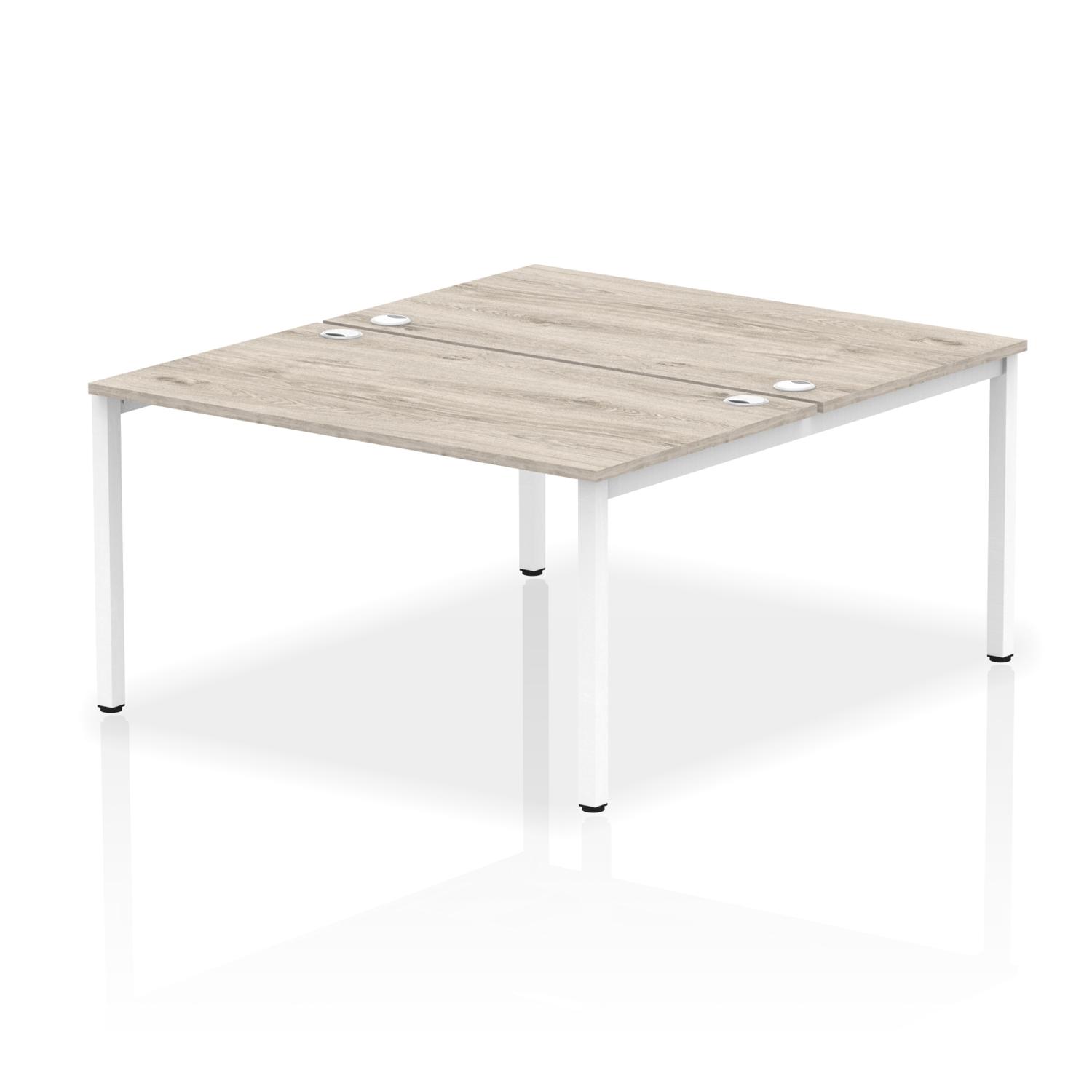 Impulse Bench B2B 2 Person 1400 White Frame Office Bench Desk Grey Oak
