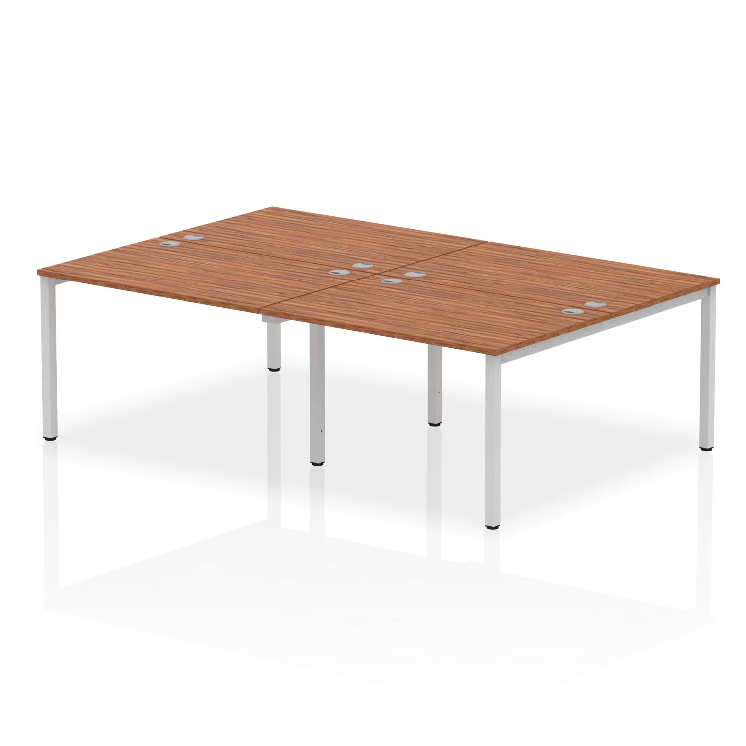 Impulse Bench B2B 4 Person 1200 Silver Frame Office Bench Desk Walnut