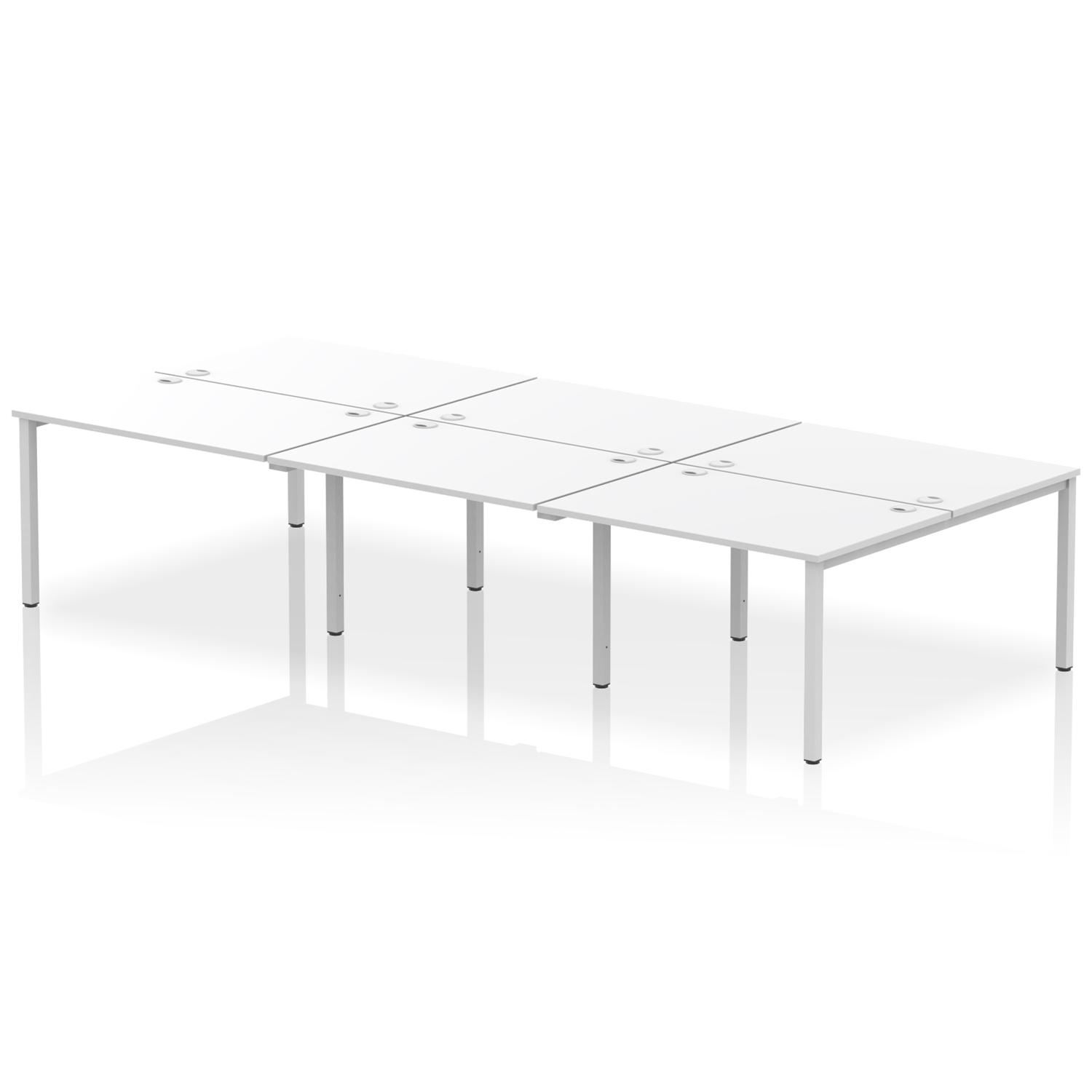 Impulse Bench B2B 6 Person 1200 Silver Frame Office Bench Desk White
