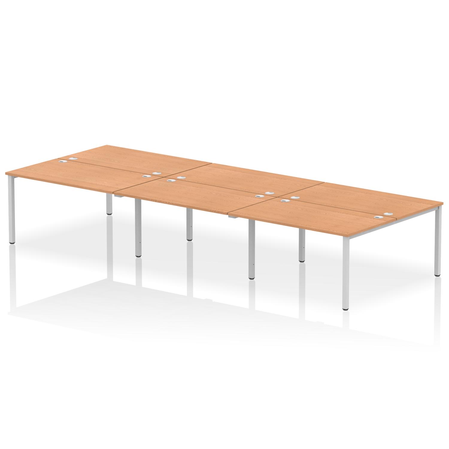 Impulse Bench B2B 6 Person 1400 Silver Frame Office Bench Desk Oak