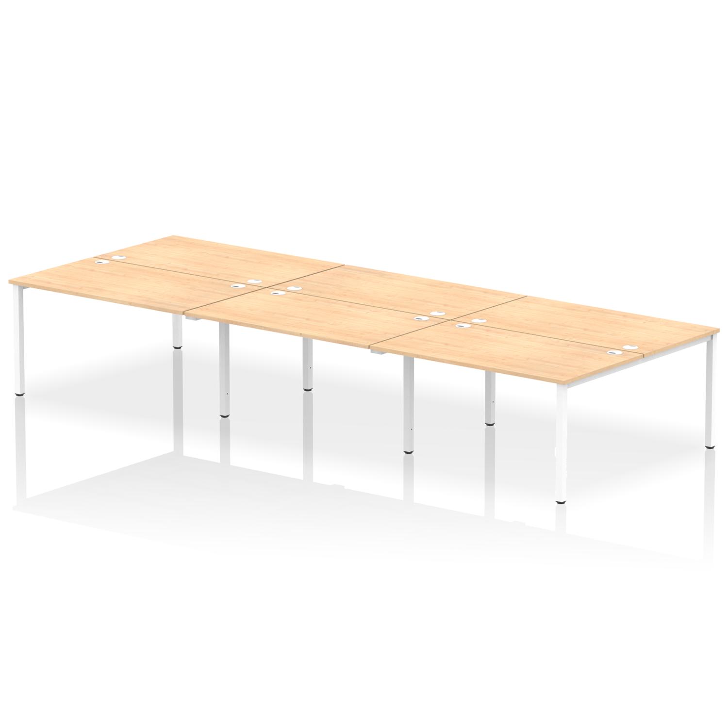 Impulse Bench B2B 6 Person 1400 White Frame Office Bench Desk Maple