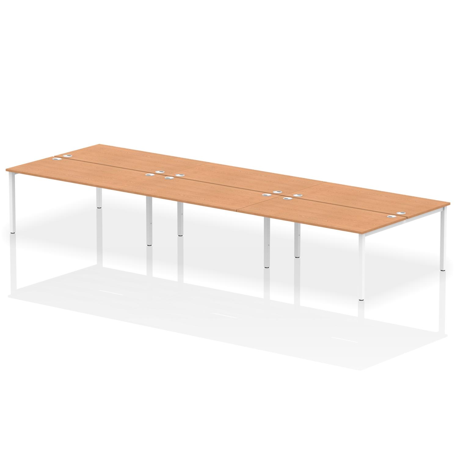 Impulse Bench B2B 6 Person 1600 White Frame Office Bench Desk Oak