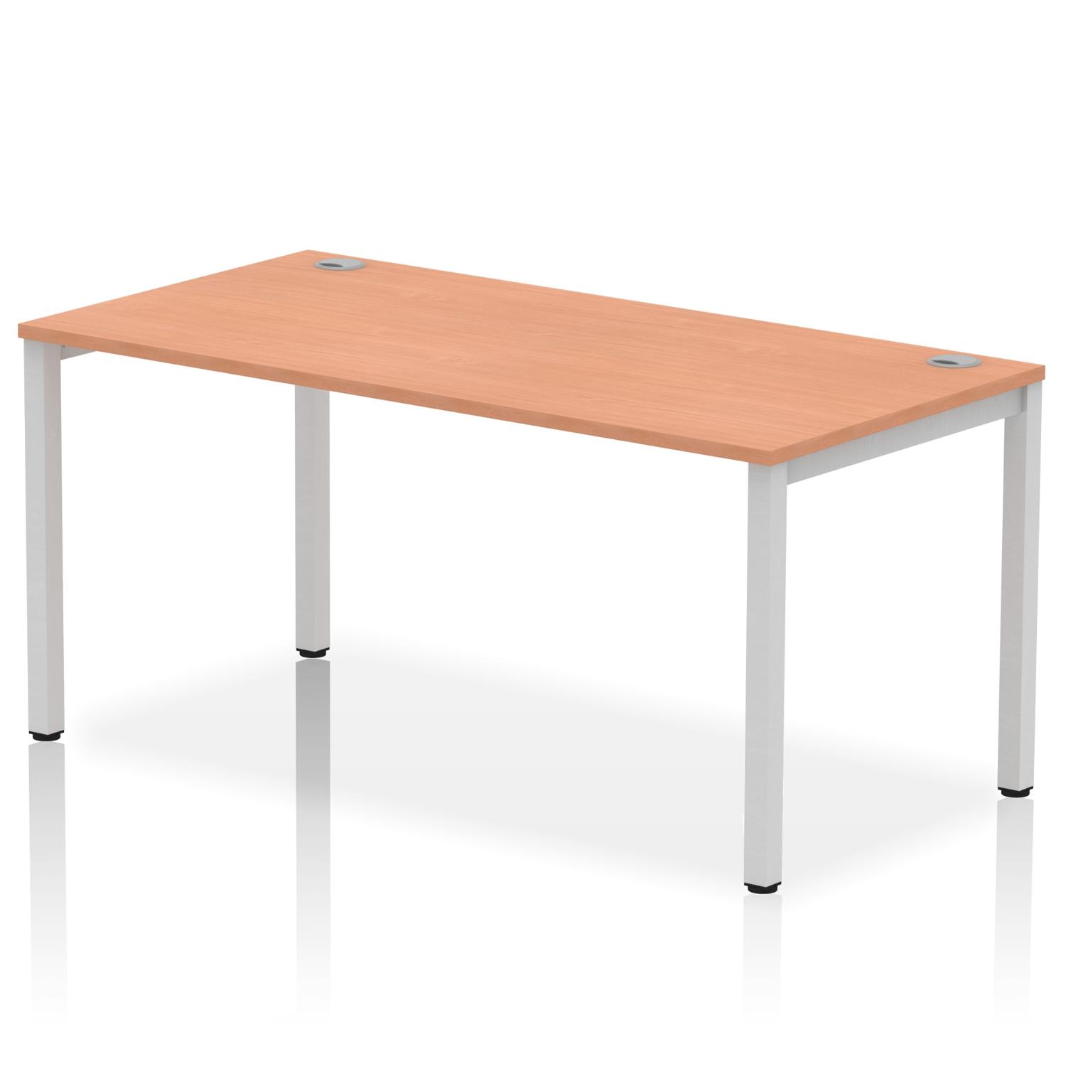 Impulse Bench Single Row 1600 Silver Frame Office Bench Desk Beech