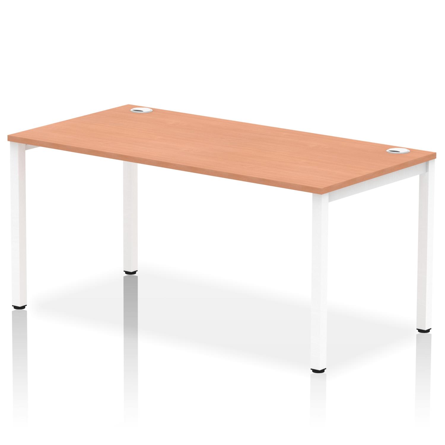Impulse Bench Single Row 1600 White Frame Office Bench Desk Beech