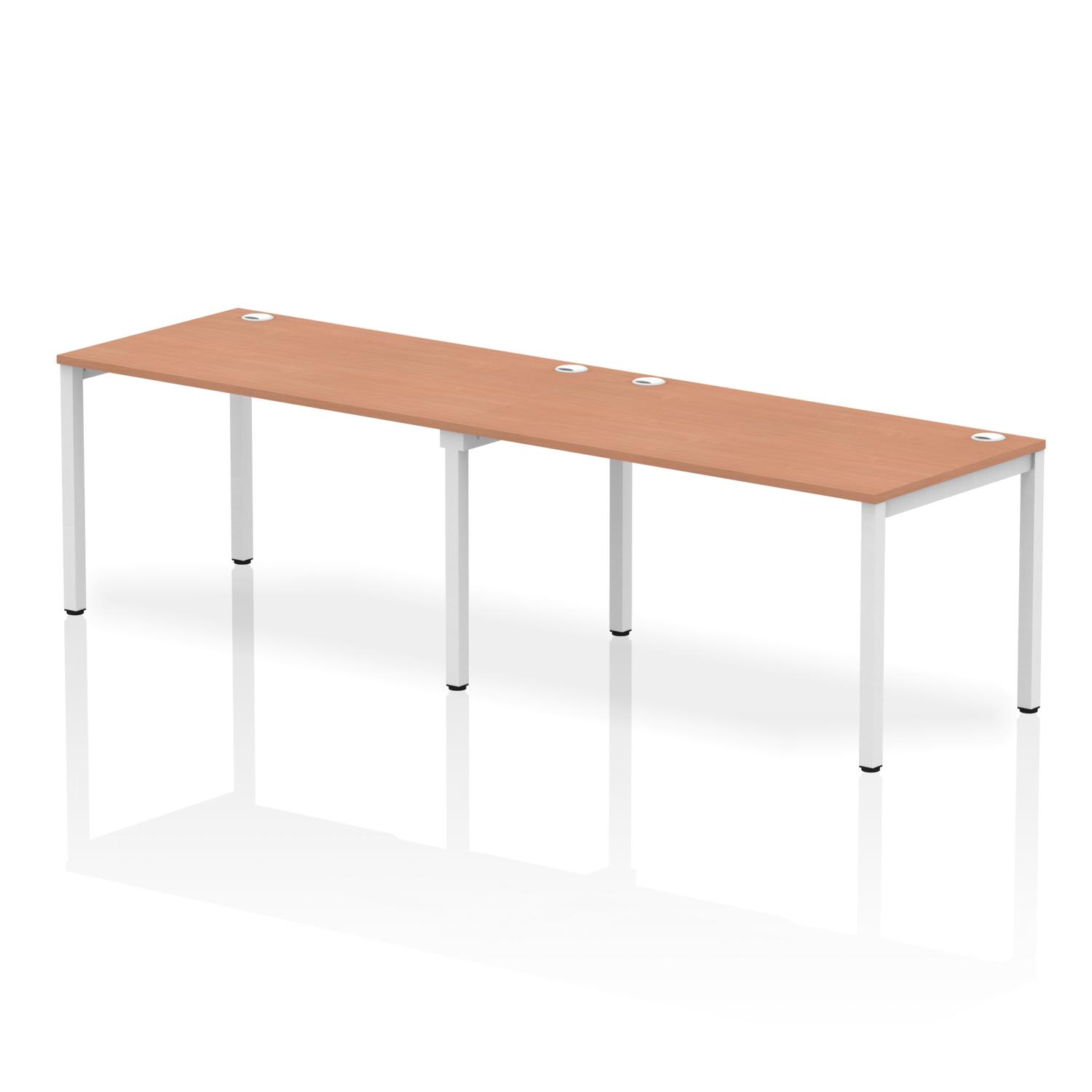 Impulse Bench Single Row 2 Person 1400 White Frame Office Bench Desk Beech