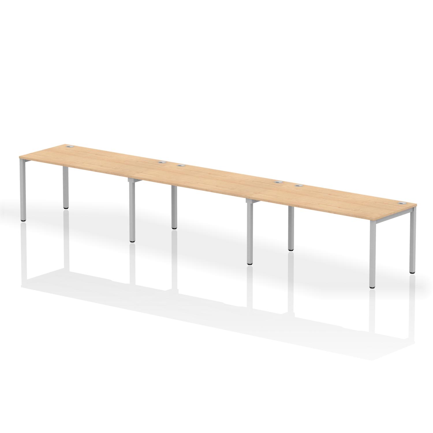 Impulse Bench Single Row 3 Person 1600 Silver Frame Office Bench Desk Maple
