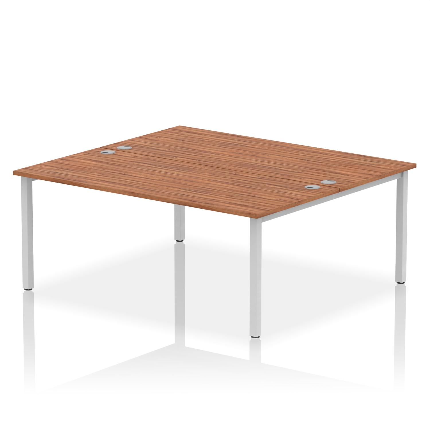 Impulse Bench B2B 2 Person 1800 Silver Frame Office Bench Desk Walnut