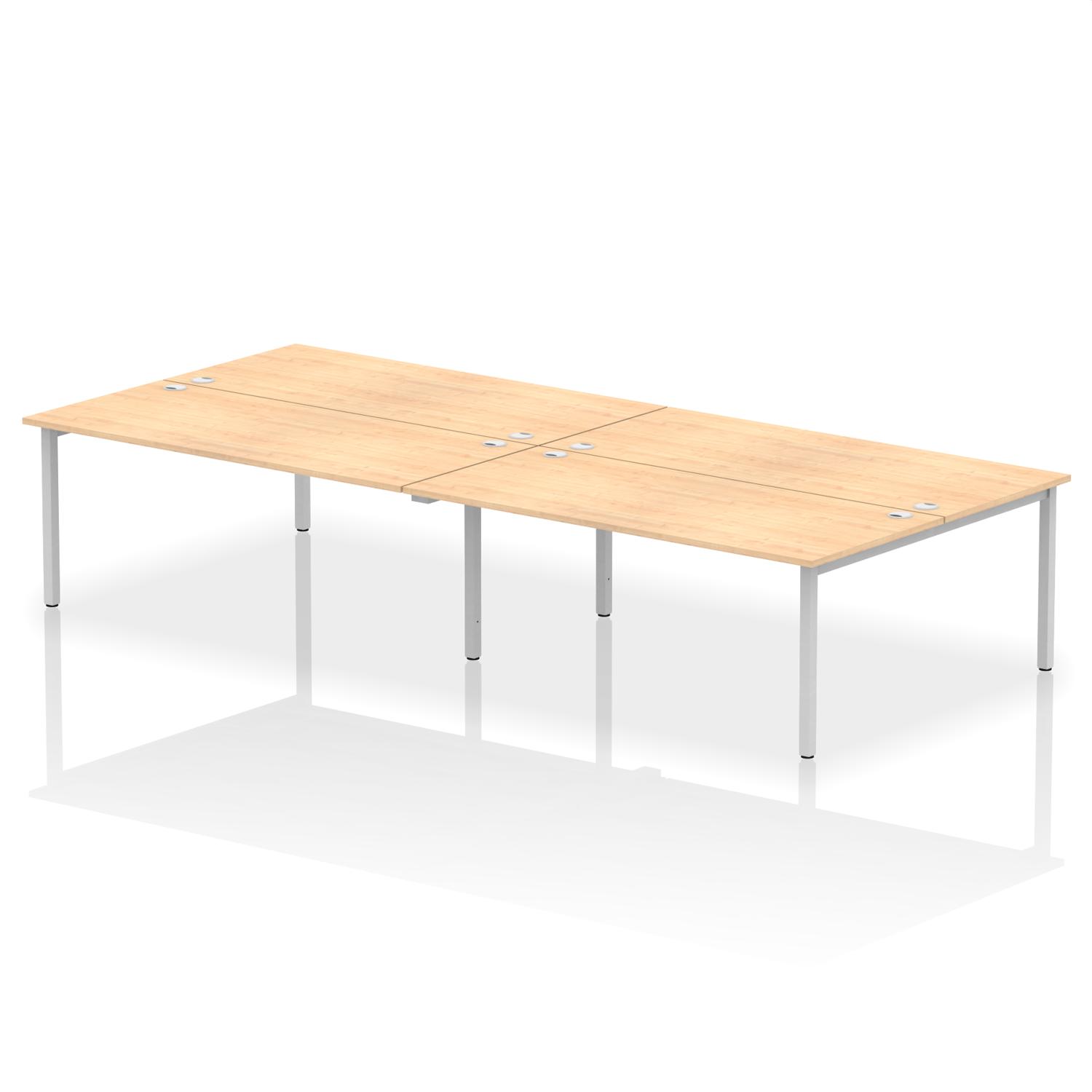 Impulse Bench B2B 4 Person 1800 Silver Frame Office Bench Desk Maple