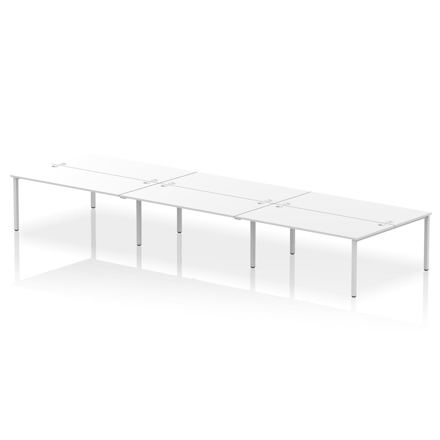 Impulse Bench B2B 6 Person 1800 Silver Frame Office Bench Desk White
