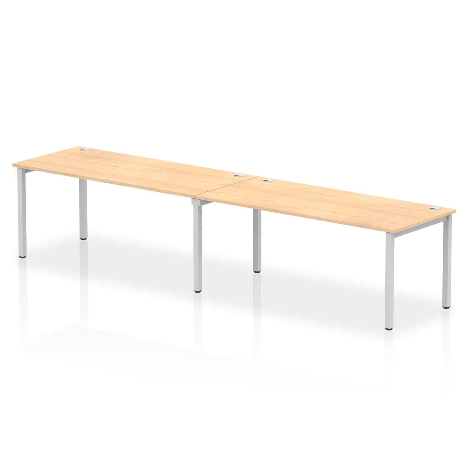 Impulse Bench Single Row 2 Person 1800 Silver Frame Office Bench Desk Maple