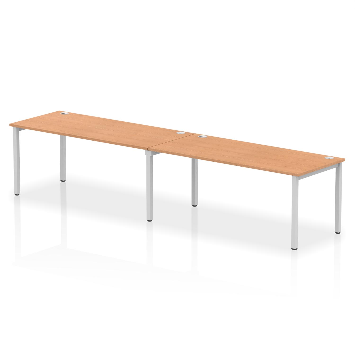 Impulse Bench Single Row 2 Person 1800 Silver Frame Office Bench Desk Oak