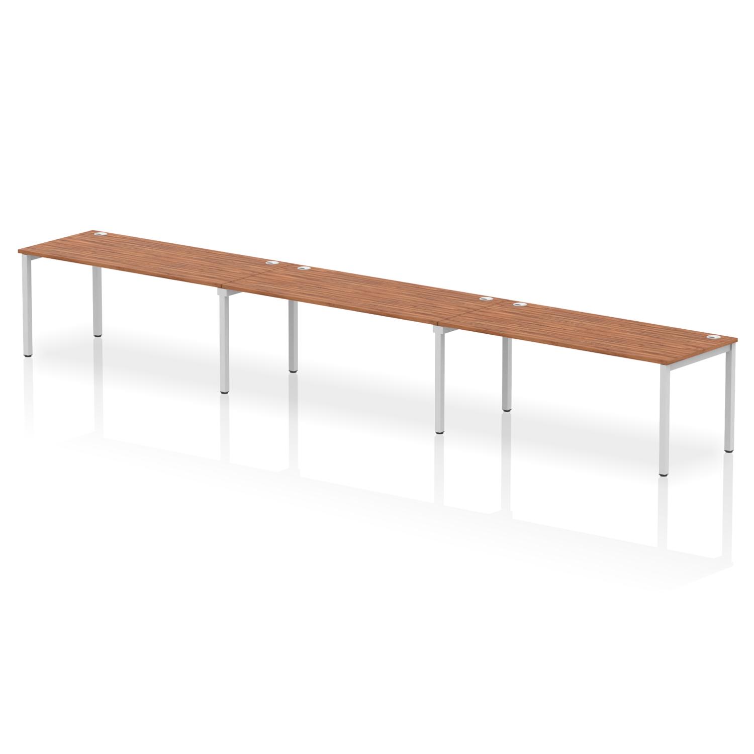 Impulse Bench Single Row 3 Person 1800 Silver Frame Office Bench Desk Walnut