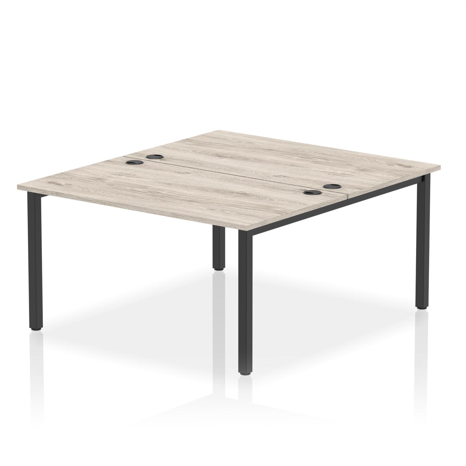 Impulse Bench B2B 2 Person 1400 Black Frame Office Bench Desk Grey Oak