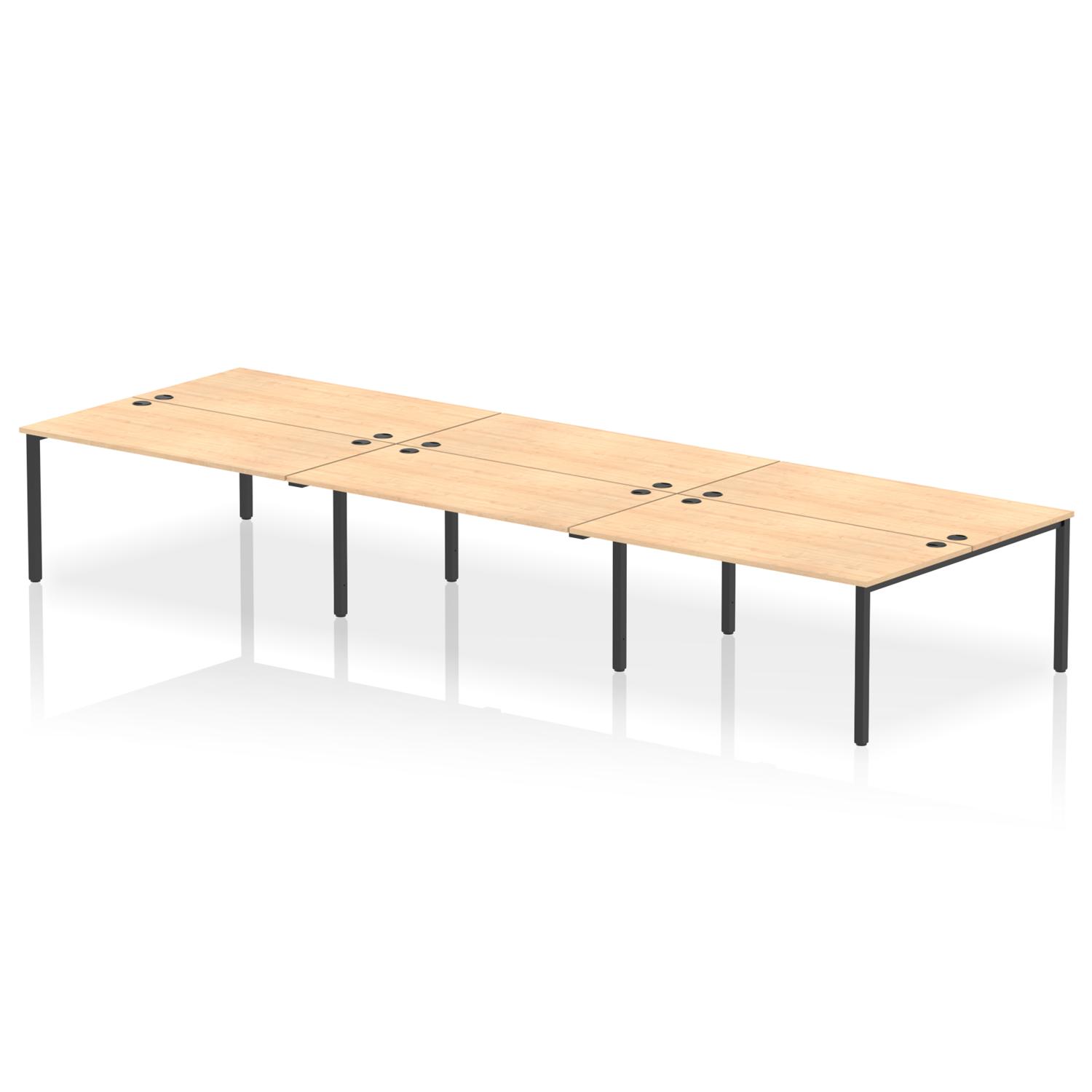 Impulse Bench B2B 6 Person 1600 Black Frame Office Bench Desk Maple