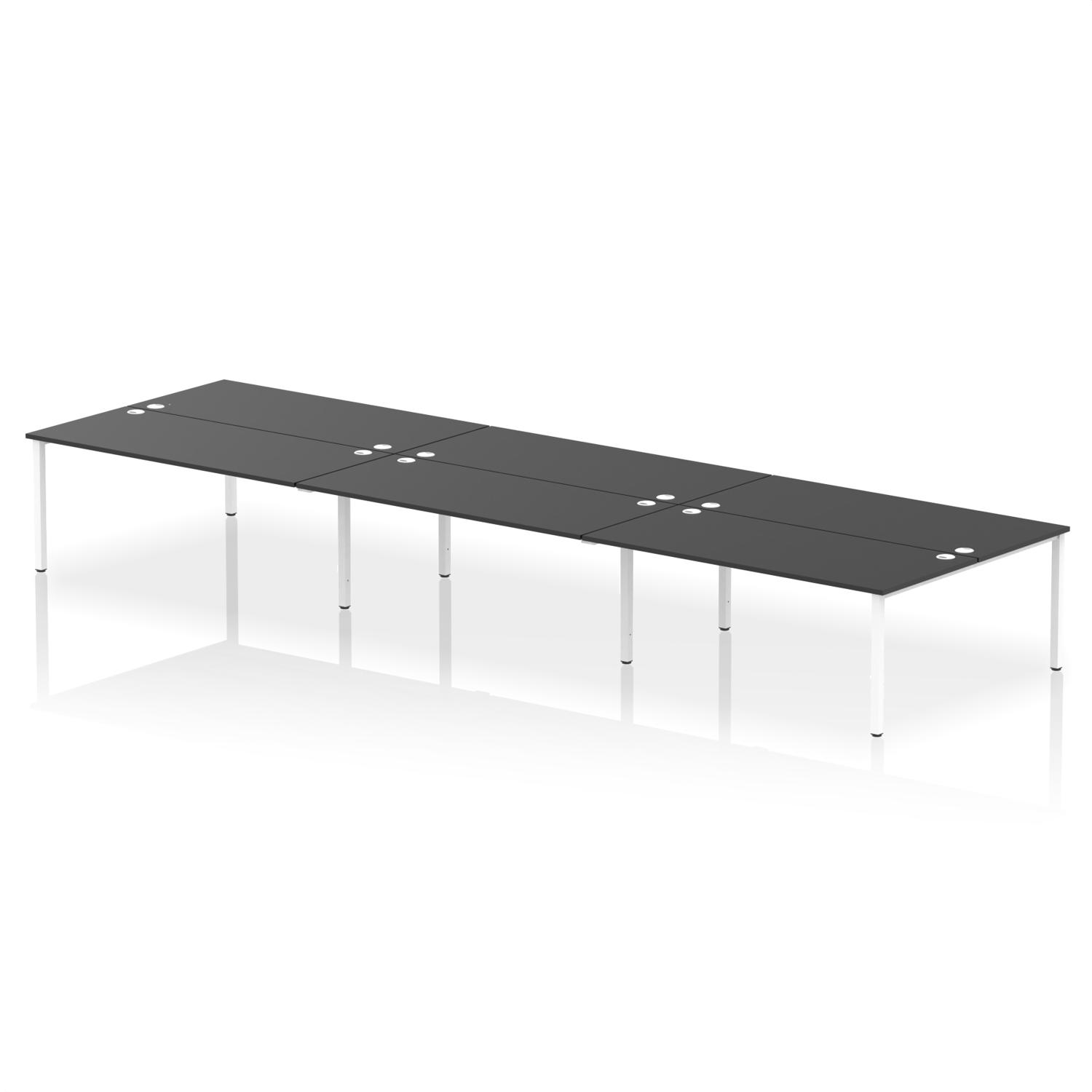 Impulse Bench B2B 6 Person 1800 White Frame Office Bench Desk Black