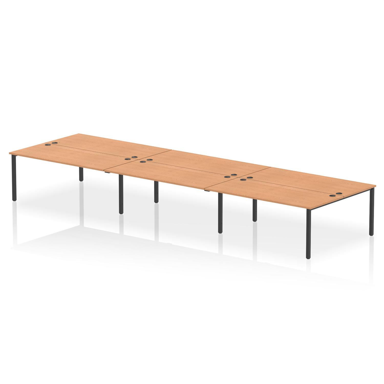 Impulse Bench B2B 6 Person 1800 Black Frame Office Bench Desk Oak