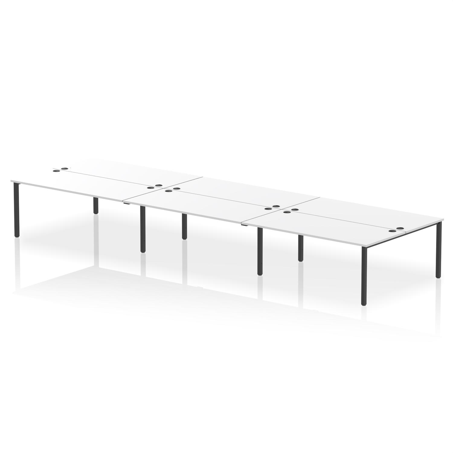 Impulse Bench B2B 6 Person 1800 Black Frame Office Bench Desk White