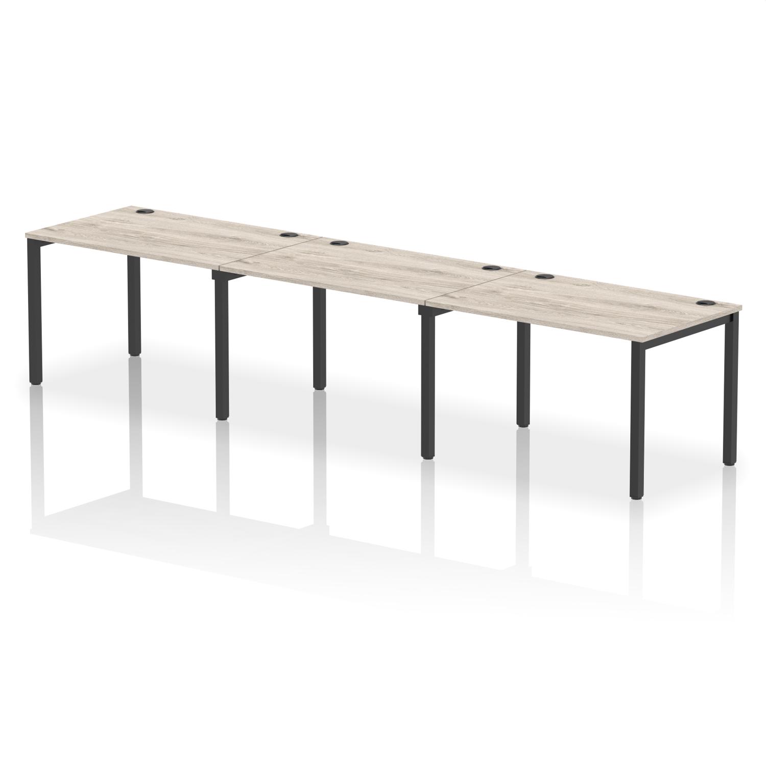 Impulse Bench Single Row 3 Person 1200 Black Frame Office Bench Desk Grey Oak